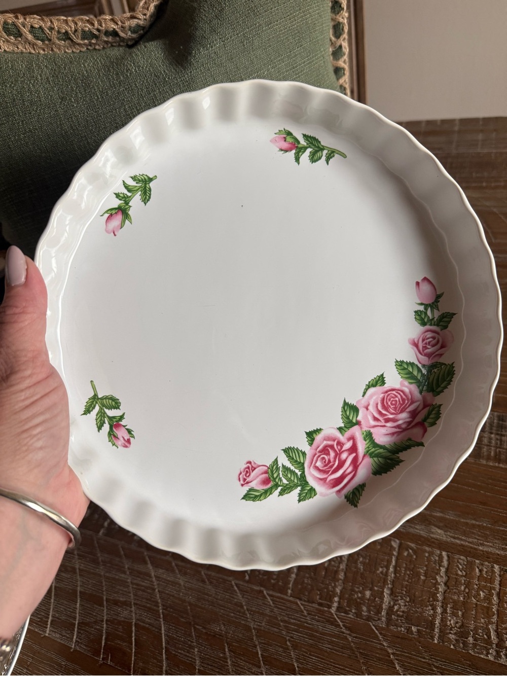 Vintage Christineholm Rose Quiche/Pie Dish 9.5" - Excellent Condition